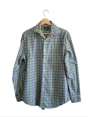 🎈LAUREN Ralph Lauren Men's Blue and Green Plaid Shirt